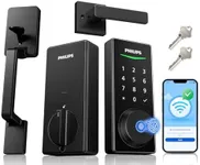 Philips WiFi Smart Lock + Door Handle Set, Built-in WiFi, APP Remote Control, Keypad Door Locks for Front Door, Fingerprint Unlock, Voice Control, Digital Deadbolt Smart Lock, Keyless Entry, Auto Lock