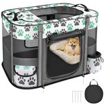 SlowTon Dog Playpen, Portable Large Cat Pet Playpens for Indoor Outdoor, Foldable Pet Crates Kennel House with Carrying Case, Breathable Visible Exercise Tent Cage for Puppy Rabbits and Small Animals