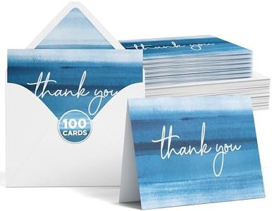 VNS Creations 100 pack Thank You Cards with Envelopes & Stickers - Classy 4x6 Blank Thank You Cards Bulk Box Set - Large Thank You Notes for Wedding, Small Business, Baby & Bridal Shower (Ombre)