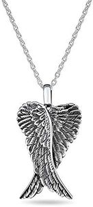 Bling Jewelry Collar Colgante De Amuleto Personalizado Con Corazón Emplumado Y Alas De Ángel Guardián Para Mujeres Adolescentes En Plata Esterlina .925 Envejecida