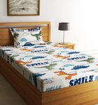 Home Sizzler 144TC Kid's Dinosours Single Bedsheet with 1 Pillow Cover