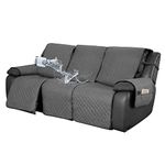 Easy-Going Waterproof Recliner Sofa Cover with Pocket, 1-Piece Reversible Couch Cover for 3 Seat Recliner, Washable Protector with Elastic Straps for Dogs (Recliner Sofa, Gray/Light Gray)