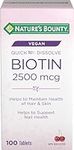 Nature's Bounty Biotin 2500mcg Supplement, Helps Maintain Health of Hair and Skin, Vegan formula, 100 Tablets