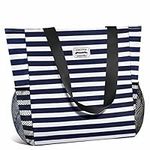 Large Waterproof Beach Bag for Women Sandproof Tote Bag with Zipper and Pockets Pool Bag for Travel Gym Vacation