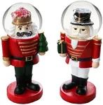 Aobaks S/2 Christmas Snow Globe, Soldier Nutcracker Figures Snowglobes Figurines, Snow Globes，Santa Snow Globe，Christmas Snow Globes