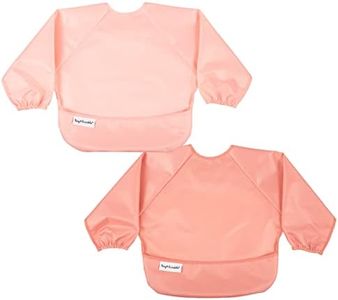 Tiny Twinkle Long Sleeve Bib for Babies & Toddlers – 2 Pack Waterproof Smock Bibs for Eating – Machine Washable & Mess-Proof, Baby Feeding Essential & Shower Must-Have (Peach Terracotta,2-4Y)