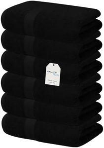 Avalon Towels Luxury Hand Towels (Pack of 6) Size 16x28 Inches - Premium Cotton, Soft and Highly Absorbent Hand Towels for Bathroom, 600 GSM Face Towels, Hotel & Spa Quality, Quick Dry (Black)