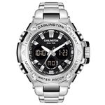 Carlington Stainless Steel Endurance Analog-Digital Sports Watch For Men And Boys-Ct 9107 Steel, Dial Color_Silver,Band Color-Silver