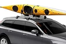 Thule Compass Kayak and SUP roof Rack - Carries 2 Kayaks or 2 SUPs - J-Style Carrier - Universal mounting Hardware Included - Fits 36" Wide Kayaks and SUPs - 130lb Weight Limit