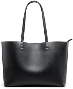 KALIDI Sac à main pour femme, grand sac cabas en cuir synthétique, �étanche, avec fermeture éclair, pour le travail, les voyages, le shopping, l'école, Noir
