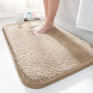 LUOJINYI Tapis de bain 50 x 80 cm, antidérapant, doux, absorbant l'eau, en microfibre, pour la salle de bain, lavable en machine, pour baignoire, douche et salle de bain (chameau)