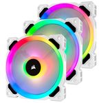 Corsair LL120 RGB 120mm Dual Light Loop PWM RGB Fans - Triple Fan Kit with Lighting Node PRO - White