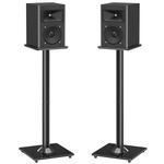 MOUNTUP Universal Speaker Stands Pair for Surround Sound, 31" Height Speaker Stand, Holds Bookshelf Speaker Satellite Speaker Large Speakers, Up to 22LBS Cable Concealing 9.8" X9.8" Plate Black MU9132