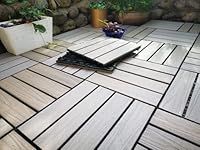 buimpome Wood-Plastic Composite Patio Deck Tiles,DIY Interlocking Decking Tiles, Floor Tile,Water Resistant Indoor Outdoor, 12x12 Inch, 11.8'' x 11.8'' (3D organic white)