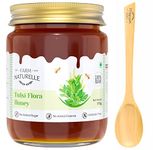 Farm Naturelle Tulsi Forest Flower Wild Honey 700gm + 75g Extra|100% Pure Honey | Raw & Unfiltered|Unprocessed|Lab Tested Honey In Glass Jar with Engraved Virgin Wooden Spoon