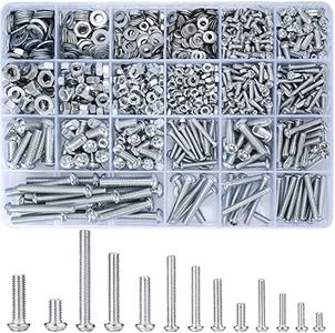 wugongshan 1080 Pcs Screws Bolts and Nuts Assortment Kit, Metric Machine Screws and Nuts and Bolts and Flat Washers, M3/M4/M5/M6 Phillips Slotted Pan Head Hex Bolts and Nuts Sets (C)