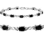 Amanda Rose Collection Women's 7Ct Tgw Sapphire Infinity Tennis Bracelet Set In Sterling Silver 7 1/4 Inches