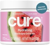 Cure Hydration | Plant-Based Electrolyte Drink Mix | No Added Sugar | FSA & HSA | Dehydration Relief Powder Made with Coconut Water | Non-GMO | Vegan | 28 Servings Jar - Watermelon