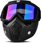 Sounce Anti Scratch Goggle Bike Mask, UV Protective Open Face & Eyewear Windproof Dirt Shield Adjustable Strap Soft Foam Padded Detachable for Cycling Bike Off Road Racing Riding Unisex - Rainbow