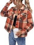 HOTOUCH Flannels for Women Cropped Shacket Jacket Fashion Plaid Button Down Shirt 2024 Fall Coat Tops