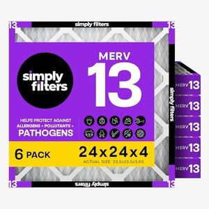 Simply 24x24x4 Air Filter, MERV 13, 6 Pack, Furnace Air Filter for HVAC (Actual Size: 23.5"x23.5"x3.63") DUST, Pet & Allergy Control
