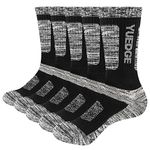 YUEDGE Men's 5 Pairs Wicking Breathable Cushion Comfortable Casual Crew Socks Multi Performance Walking Athletic Socks 6-10 (MXL, Black)