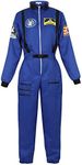 Zhitunemi Adult Halloween Astronaut Costume for Women Dress Up Clothes Space Fancy Jumpsuit Cosplay Onesie Costume, Women-blue, Small