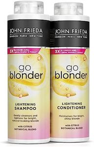 John Frieda Go Blonder Gradual Lightening for Natural Looking Sun Kissed Blonde Shampoo + Conditioner Set 2 x 500 ml for Blonde Hair, Amonia + Peroxide Free with Citrus + Chamomile Large Pack