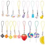 BENECREAT 18pcs Phone Charm Accessories, Lollipop Butterfly Milk Tea Colorful Resin Phone Charm Strap for Mobile Phone Backpack Wallet Keychain Pendant