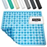 HITSLAM Non Slip Shower Mat Anti Mould, 53 x 53cm Square Shower Mat for Inside Shower，Machine Washable Non Slip Bath Mat With Suction Cups and Drain Holes, Soft on Feet, Blue