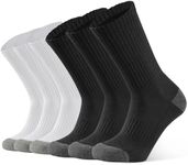 CLOSEMATE Mens Athletic Cushioned Crew Socks 6 Pairs Cotton Breathable for Work Training Sports(3Black3White, Size XL)