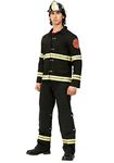 Black Uniform Firefighter Mens Costume Large