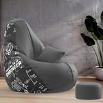 ComfyBean Bag with Beans Filled XXXXL Bean Bag with Free Cushion and Footrest - Official : PrintZen Combo (Matching Color : Printed, Trust Me I'm an Engineer-Grey)
