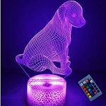 Optical Illusion 3D Pet Dog Night Light 16 Colors Changing USB Power Remote Control Touch Switch Decor Lamp LED Table Desk Lamp Brithday Children Kids Christmas Xmas Gift