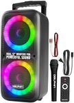 Dolphin BoxParty 2120 Dual 12" Party Speakers - Portable & Rechargeable Sound with Microphone, Bluetooth, USB, Hi-Fi Amp, Powerful Bass, 5-Band Equalizer & LED Lights - Long Battery Life - 2x12-inch