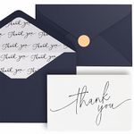 Goefun Thank You Cards with Envelopes 144 Pack Bulk 4×6 Navy Blue Blank Thank You Notes, Unique Designs for Small Business, Funeral, Wedding, Baby Shower Boy and Graduation