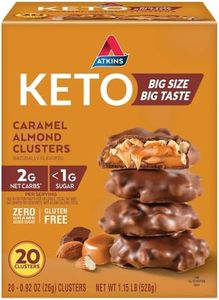 Atkins Caramel Almond Clusters, Gluten Free, High in Fiber, 1g Sugar, 2g Net Carb, Keto Friendly, 20 Count