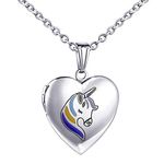 MUERDOU Unicorn Gifts for Girls Locket Necklace That Holds Pictures Heart Shaped Photo Memory Locket Pendant Necklaces H