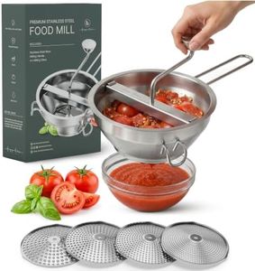 Premium 4-Disc Stainless Steel Food Mill – Ergonomic Rotary Hand Crank for Tomato Sauce, Canning, Applesauce, Baby Food, Mashed Potatoes, Puree & Jams