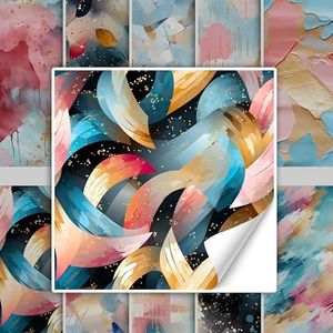 GRAZDesign Tile Stickers Bathroom & Kitchen Abstract Pattern Brush Strokes Adhesive Tiles, Self-Adhesive – 15 x 15 cm/Pack of 10