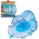 Swimways Ultra Baby Spring Float, Premium Inflatable Baby Pool Float with Sun Canopy (9-24 Months), Fast Inflation, Shark Themed Toys