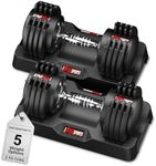 EnterSports 22LBS/26.5LBS/40LBS/44LBS/60LBS Adjustable Dumbbell Set Quick Adjustment Space-saving Dumbbells with Non-Slip Handle Adjustable Weight, Convertible Dumbbell Weights Suitable for Women Men Home Office Gym Body Strength Training (26.5lbs Pair)