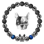 Karseer Crystal Bracelet, Magnetic Natural Stone Beaded Bracelet Anxiety Relief Elastic Bracelet with French Bulldog Design