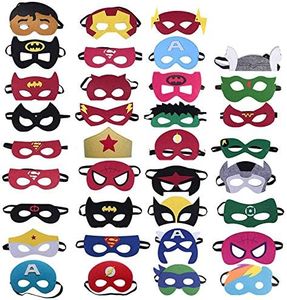 Yidaxing 35 Piezas Máscaras de Superhéroe, Máscaras de Fieltro Mitad Máscara de Cosplay con Cuerda Elástica Máscaras de Ojos para Niños Mayores de 3 años
