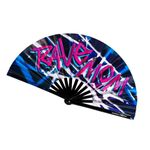 Kandies World Custom Festival Folding Hand Fan - Unique Designs, Made of Bamboo, Clacking Sound, Lightweight - Perfect Rave and Festival Accessory!… (Rave Mom)