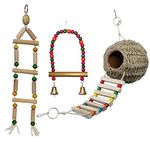 Jainsons Pet Products Bird Nest with Chewing Toys-Hanging Bird Cage Toys Suitable for Small Parakeets, Cockatiels, Conure, Finches, Budgie, Macaws, Parrots, Love Birds Combo Toys with Nest