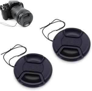 2 pcs Universal Camera Lens Front Caps 58mm with Secure String, Top One Tech Centre Pinch Snap-Clips Snap-On Design Protective Front Cover Lid Replacement DSLR Camera Film Camera