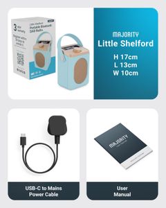 MAJORITY Little Shelford DAB+ Portable Radio – Bluetooth, 15h Battery, Dual Alarm, Duck Egg
