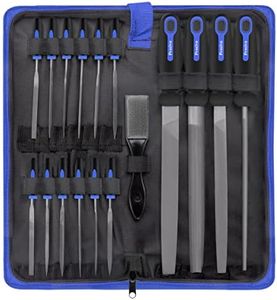 Preciva 18PCS File Set, 18 in1 High Carbon Steel Multipurpose File Set Includes 4PCS Flat/Triangle/Half-Round/Round Large File & 12PCS Needle File & Brush & Portable Bag.