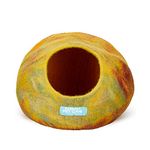 Cat Cave Bed, Everest Pet Bed, Handmade, Wet-Felted, 100% New Zealand Wool (Yellow Hue)